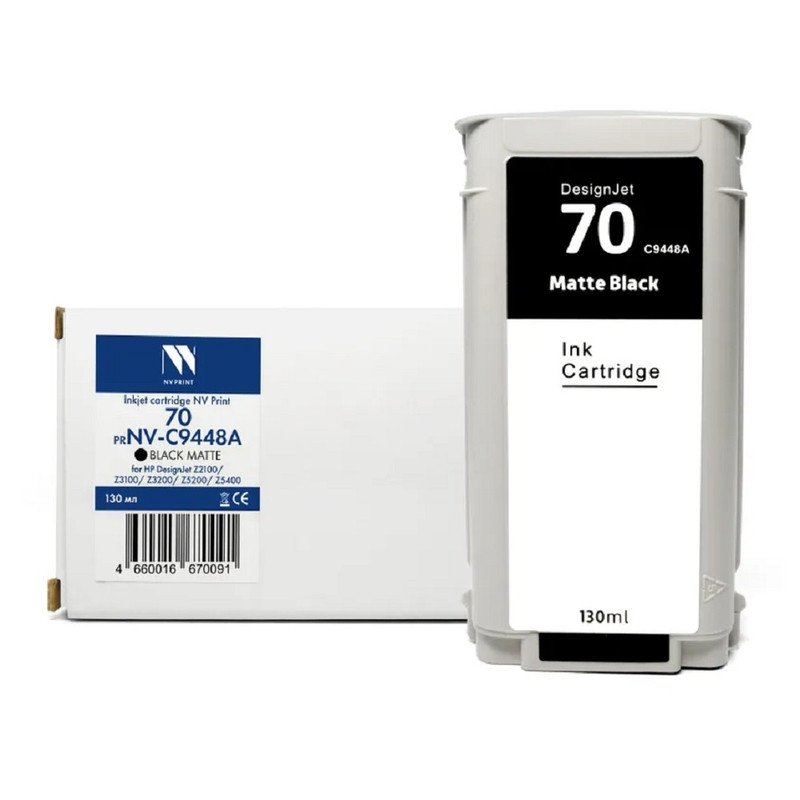 Струйный картридж NVP 70 (NV-C9448A) Black Matte для HP DesignJet Z2100/Z3100/Z3200/Z5200/Z5400 (130 мл) совместимый