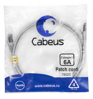 Cabeus PC-SSTP-RJ45-Cat.6a-1.5m-LSZH Патч-корд S/FTP, категория 6а (10G), 2xRJ45/8p8c, экранированный, серый, LSZH, 1.5м