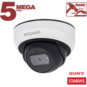 BEWARD SV3210DBS Купольная IP-камера 5 Мп, 1/2.8'' КМОП Sony Starvis, 2xWDR до 120 дБ, 3 потока H.265/Н.264 HP/MP/BP, MJPEG, 30к/с, 2592x1944, объектив 2.8 / 3.6 мм (на выбор)