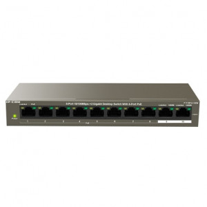 IP-COM F1110P-8-102W Коммутатор PoE, 8*10/100Mbps, 2*1Gbit, 1-8 with PoE