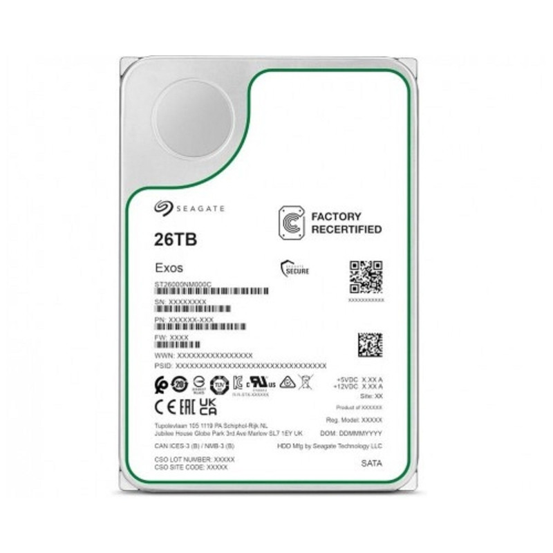 26TB Seagate Exos X26 (ST26000NM000C-FR) {SATA 6Gb/s, 7200 rpm, 512mb buffer, 3.5"} RECERTIFIED