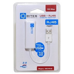 5bites Кабель-адаптер 5bites UA2-45-02WH USB2.0 -> RJ45 10/100 Мбит/с, 10см