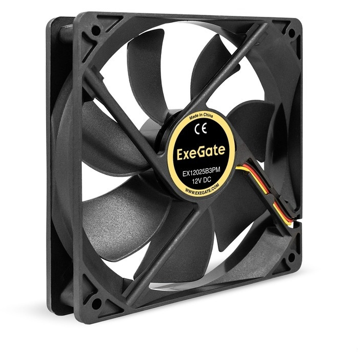Exegate EX295244RUS Вентилятор 12В DC ExeGate EX12025B3PM (120x120x25 мм,2-Ball (двойной шарикоподшипник), 3pin+Molex, 1550RPM, 25dBA)