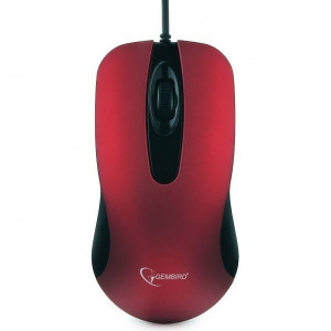 Gembird MOP-400-R красный USB {Мышь, бесшумный клик, 2 кнопки+колесо кнопка, 1000 DPI,  soft-touch, кабель 1.45м, блистер}