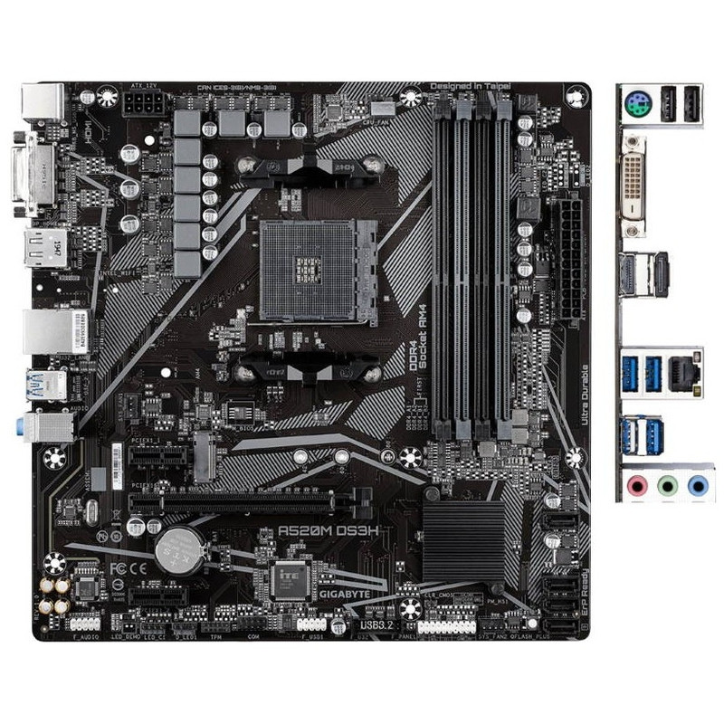 Gigabyte A520M DS3H RTL {Soc-AM4 AMD B550 4xDDR4 mATX AC`97 8ch(7.1) GbLAN RAID+DVI+HDMI+DP}