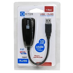 5bites Кабель-адаптер 5bites UA3-45-01BK USB3.0 -> RJ45 10/100/1000 Мбит/с, 10см