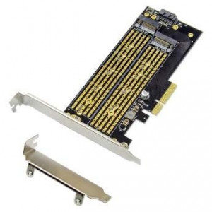 ORIENT C301E, Переходник PCI-Ex4->NGFF (M.2) M-key PCI-E SSD + SATA->NGFF (M.2) B-key SSD, тип 2230/2242/2260/2280/22110, SATA кабель и 2 планки крепления в комплекте (31129)