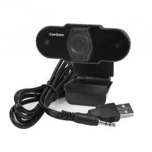 Exegate EX287384RUS Веб-камера ExeGate BlackView C310 (матрица 1/3" 0,3 Мп, 640х480, 480P, шторка, USB, фиксированный фокус, микрофон с шумоподавлением, универсальное крепление, отверстие под штатив, 
