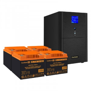 Exegate EX296864RUS Комплект ИБП EX295990RUS + батарея 45Ач EX285666RUS 4шт (инвертор, синус, для котла) SineTower SZ-3000.LCD.AVR.3SH.1C13.RJ.USB <3000VA/2400W, чистый синусоида, LCD дисплей, AVR, 3*