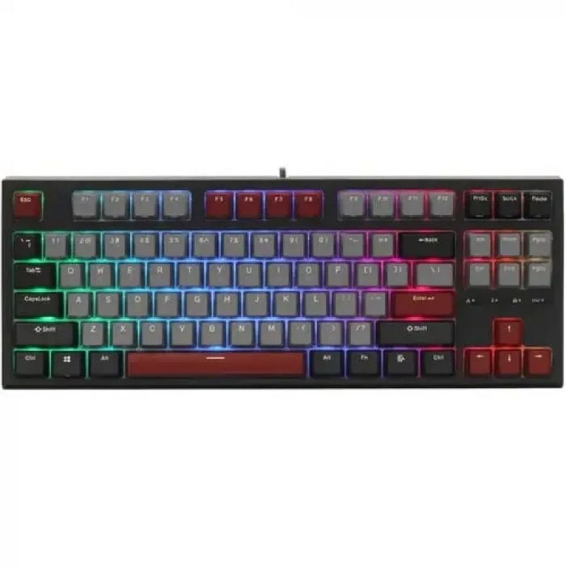 Клавиатура RK-R87 проводная BlackGrayRed, линейные свитчи RK Red