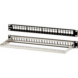 Hyperline PPBL3-19-24-SH-RM Модульная патч-панель 19", 24 порта, Flat Type, 1U, для экранированных и неэкранированных модулей KJ2(C6A), KJ5, KJE, KJNE, с задним кабельным организатором (без модулей)