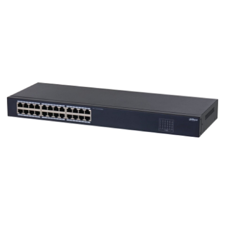 DAHUA DH-SF1024 24-портовый неуправляемый коммутатор, 24xRJ45 100Mb, коммутация 4.8 Гбит/с, MAC-таблица 8К, металл