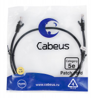 Cabeus PC-UTP-RJ45-Cat.5e-1m-BK-LSZH Патч-корд U/UTP, категория 5е, 2xRJ45/8p8c, неэкранированный, черный, LSZH, 1м Cabeus PC-UTP-RJ45-Cat.5e-1m-BK-LSZH Патч-корд U/UTP, категория 5е, 2xRJ45/8p8c, неэкранированный, черный, LSZH, 1м