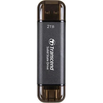 Флеш-накопитель/ Transcend External SSD ESD310C, 2048GB, Type C/A, USB 10Gbps (3.2 Gen2), R/W 1050/950MB/s, 71x20x8mm, 11g, Black (5 лет)