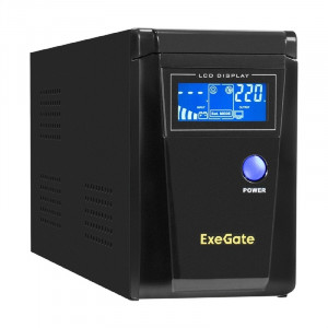 Exegate EX295980RUS ИБП (инвертор, синус, для котла) ExeGate SineTower SN-600.LCD.AVR.2SH <600VA/360W, чистая синусоида, LCD дисплей, AVR, 2*Schuko, линейно-интерактивный, Black>