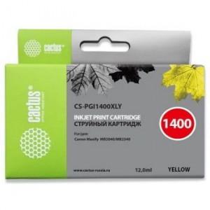 CACTUS PGI-1400XL Y Картридж струйный для Canon MB2050/MB2350/MB2040/MB2340, желтый (12мл)