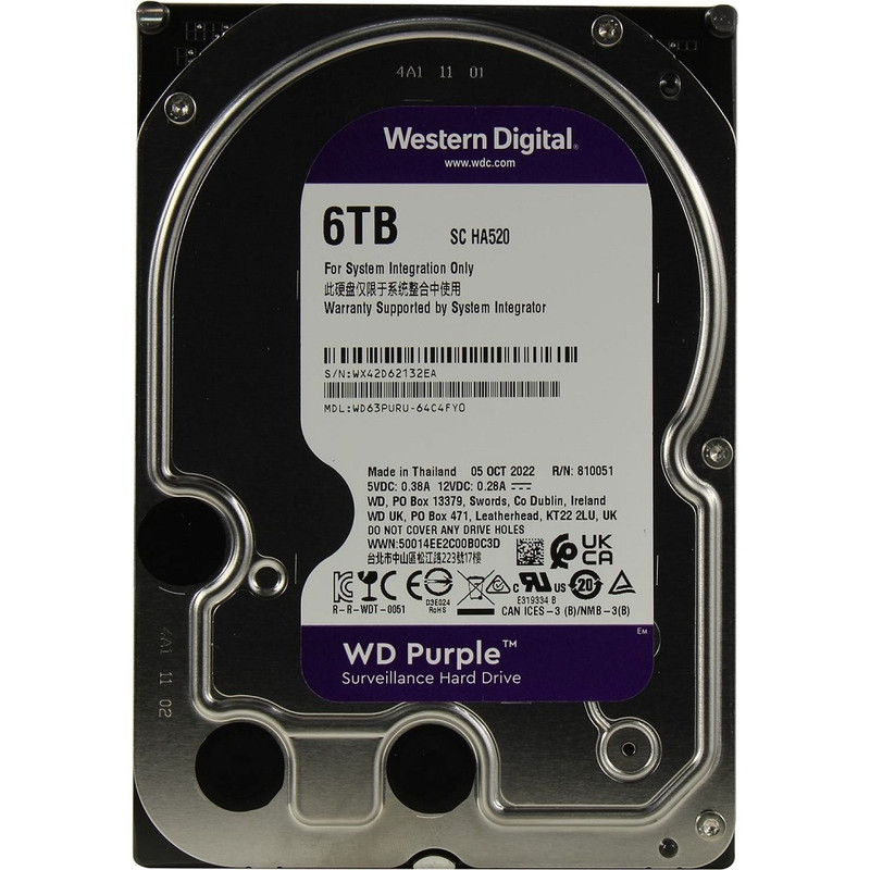 6TB WD Purple (WD63PURU)  {Serial ATA III, 5400- rpm, 256Mb, 3.5"}