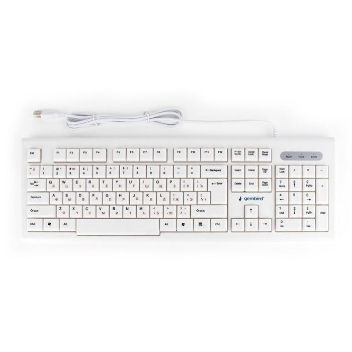 Клавиатура Gembird KB-8354U,{USB, бежевый/белый, 104 клавиши, кабель 1,45м}					