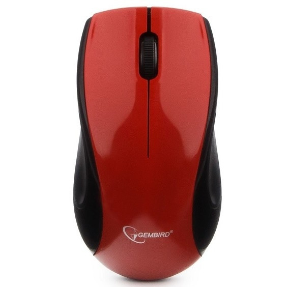Gembird MUSW-320-R красный {Мышь беспроводная, 2.4ГГц, 2 кнопки+колесо-кнопка, 1000 DPI, батарейки в комплекте, блистер}