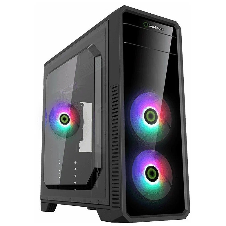 GameMax Корпус G561-F RGB без БП (Midi Tower, Черный, USB3.0,  3*120mm Led)