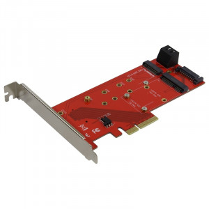 ORIENT C297E, Переходник PCI-E 4x->NGFF (M.2) M-key PCI-E SSD + SATA->NGFF (M.2) B-key SSD + SATA->mSATA SSD, тип 2230/2242/2260/2280, SATA кабель - 2шт. в комплекте (30897)
