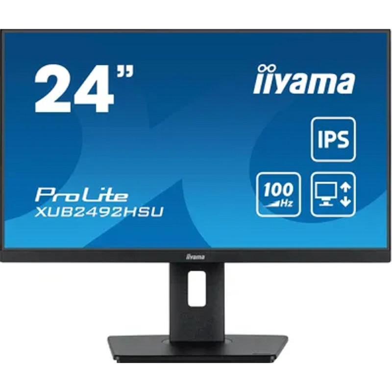 LCD IIYAMA 23.8" XUB2492HSU-B6 {IPS 1920x1080 100Hz 1ms 250cd 8bit(6bit+FRC) HDMI2.0 DisplayPort1.2 4xUSB3.2 HAS Pivot 2x2W}