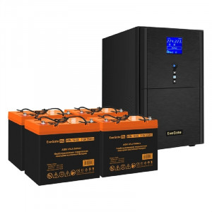 Exegate EX296866RUS Комплект ИБП EX295990RUS + батарея 55Ач EX285652RUS 4шт (инвертор, синус, для котла) SineTower SZ-3000.LCD.AVR.3SH.1C13.RJ.USB <3000VA/2400W, чистый синусоида, LCD дисплей, AVR, 3*