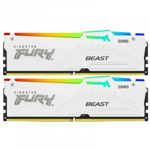 Память оперативная/ Kingston 32GB 5200MT/s DDR5 CL36 DIMM (Kit of 2) FURY Beast White RGB EXPO