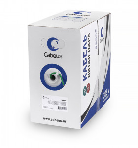 Cabeus UTP-4P-Cat.6-SOLID-LSLTx-GN Кабель витая пара UTP (U/UTP), категория 6, 4 пары (23 AWG), одножильный, нг(А)-LSLTx, зеленый (305 м), системная гарантия 25 лет.