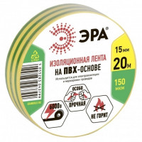 ЭРА C0036548 ПВХ-изолента 15ммх20м желто-зеленая
