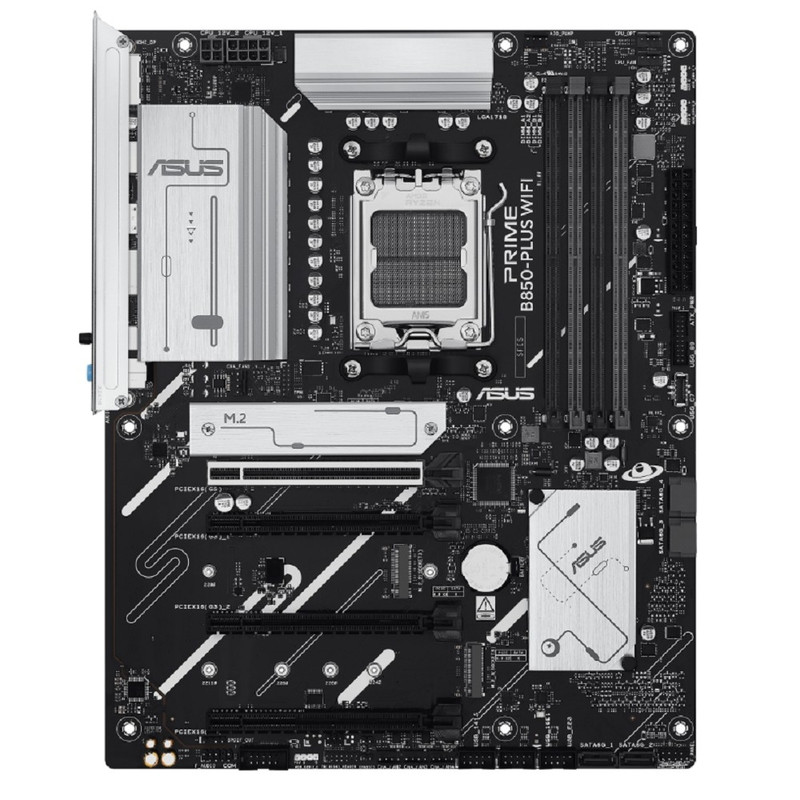 ASUS PRIME B850-PLUS WIFI (Socket AM5, ATX, 4xDDR5(256GB), DP/HDMI 1xPCIe 5.0x16/1xPCIe 4.0x16/2xPCIe 3.0x16, 1xLAN (2.5GbE), Wi-Fi, BT, 4xSATA 6Gb/s, 3xM.2, 1xType-C, 5xUSB 3.2, 2xUSB 2.0)