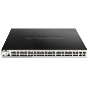 D-Link DGS-1210-52MPP/ME/B3A PROJ Управляемый коммутатор 2 уровня с 48 портами 10/100/1000Base-T и 4 портами 1000Base-X SFP (48 портов с поддержкой PoE 802.3af/802.3at (30 Вт), PoE-бюджет 740 Вт) 