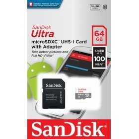 Флеш карта microSDXC 64Gb Class10 Sandisk SDSQUNR-064G-GN3MA Ultra Light + adapter