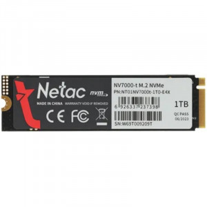 SSD 1Tb, M.2 2280, Netac NV7000-t, NVMe, PCIe 4x4, 7300R/6600W, heat sink, NT01NV7000t-1T0-E4X