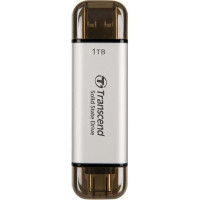 Флеш-накопитель/ Transcend External SSD ESD310S, 1024GB, Type C/A, USB 10Gbps (3.2 Gen2), R/W 1050/950MB/s, 71x20x8mm, 11g, Silver (5 лет)