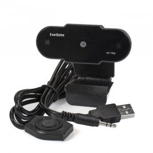Exegate EX287385RUS Веб-камера ExeGate BlackView C525 HD (матрица 1/3" 1,3 Мп, 1280х720, 720P, 30fps, 4-линзовый объектив, шторка, USB, фиксированный фокус, микрофон с шумоподавлением, универсальное к