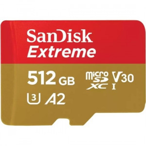 Micro SecureDigital 512GB SanDisk microSDXC Class 10 UHS-I A2 C10 V30 U3 Extreme 190MB/s