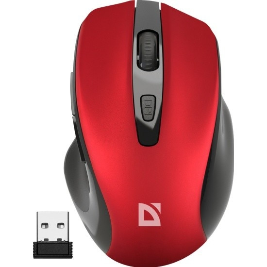 Defender Prime MB-053 { Беспроводная оптическая мышь,красный,6D,800-1600dpi,бесшумн } [52052]