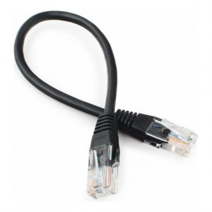 Патч-корд UTP Cablexpert кат.5e PP12-0.25M/BK, 0.25м, литой, многожильный (чёрный)