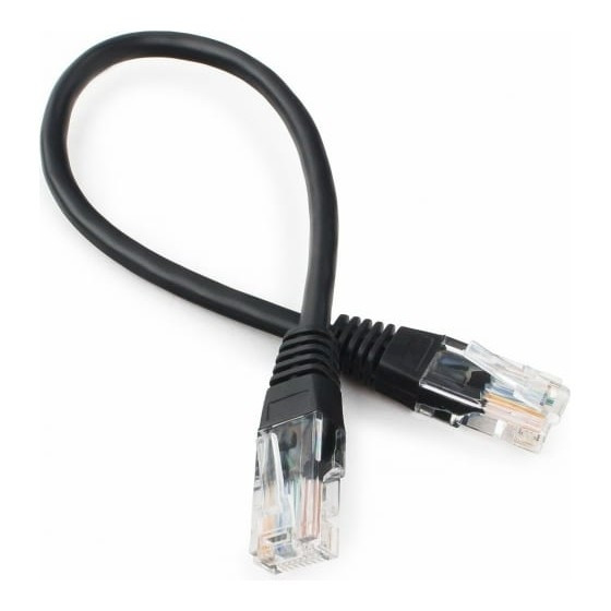 Патч-корд UTP Cablexpert кат.5e PP12-0.25M/BK, 0.25м, литой, многожильный (чёрный)