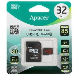 Micro SecureDigital 32Gb Apacer AP32GMCSH10U5-R {MicroSDHC Class 10 UHS-I U1, SD adapter} 