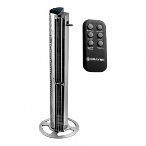 BRAYER BR4977 Колонный вентилятор BRAYER, Сенсор.упр.,пульт ДУ,вращение70°,мощ-ть75Вт, LED-дисплей