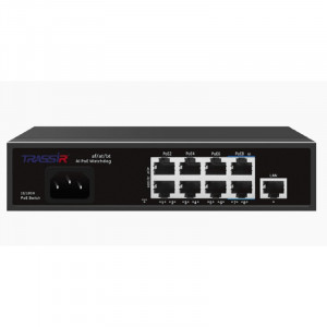 Коммутатор неуправляемый TRASSIR TR-NS1109-120-8PoE Fast Ethernet РоЕ оснащен восемью РоЕ-портами RJ-45 и 1 uplink-портом 10/100 Мбит/с. Дальность пер Коммутатор неуправляемый TRASSIR TR-NS1109-120-8PoE Fast Ethernet РоЕ оснащен восемью РоЕ-портами RJ-45 и 1 uplink-портом 10/100 Мбит/с. Дальность пер