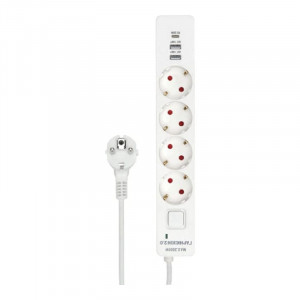 Гарнизон Сетевой фильтр EPS-OP-4-CU2-W-2 2.0 Мультипорт 4р, 10А, 1xType-C PD, 2 х USB QC, 4м, ур.защиты 4+, белый, пак(21449)