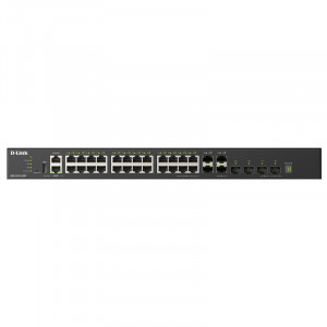 D-Link DXS-3410-32XY/A1A Управляемый L3 стекируемый коммутатор с 24 портами 10GBase-T, 4 портами 10GBase-X SFP+ и 4 портами 25GBase-X SFP28