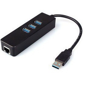 ORIENT JK-340, USB 3.0 HUB 3 Ports + Gigabit Ethernet Adapter, RTS5140 + RTL8153 chipset, RJ45 10/100/1000 Мбит/с, черный (30028)