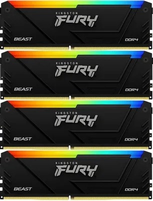 Память оперативная/ Kingston 32GB 2666MT/s DDR4 CL16 DIMM (Kit of 4) FURY Beast RGB