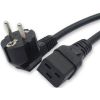 Кабель питания Filum FL-PC-SH90/C19-C3-3.0-BK ПВС-АП 3x2.5 CEE 7/7(Schuko) угловая - C19, 220/250В, 16А, чёрный, 3м (974709)