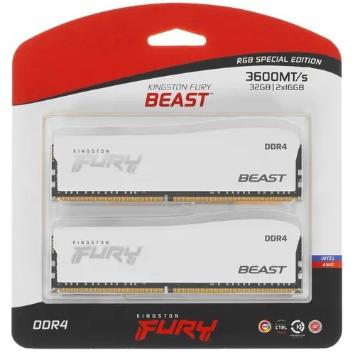 Комплект модулей памяти Kingston FURY Beast RGB KF436C18BWAK2/32 DDR4 32GB (Kit 2x16GB) 3600MHz