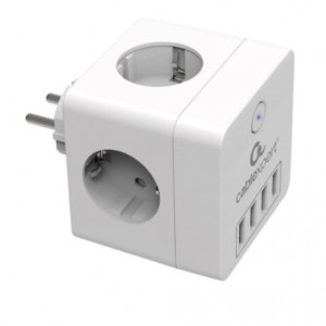 Cablexpert Сетевой фильтр Cube CUBE-4-U4-W (4 р, 16А, 4 х USB, ур.защиты 2+) белый, коробка